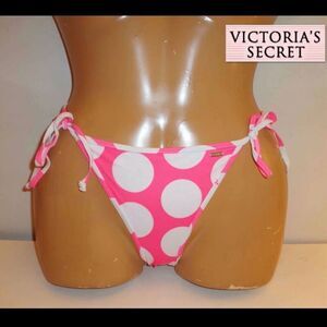 NWT Victoria's Secret Pink M Vintage Y2K Polka Dots Strings Bikini Bottom Hot Pi
